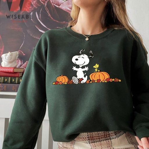 Cheap Snoopy Dog With Autumn Pumpkins Peanuts Halloween Sweatshirt