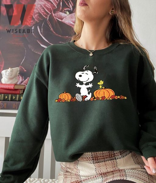 Cheap Snoopy Dog With Autumn Pumpkins Peanuts Halloween Sweatshirt