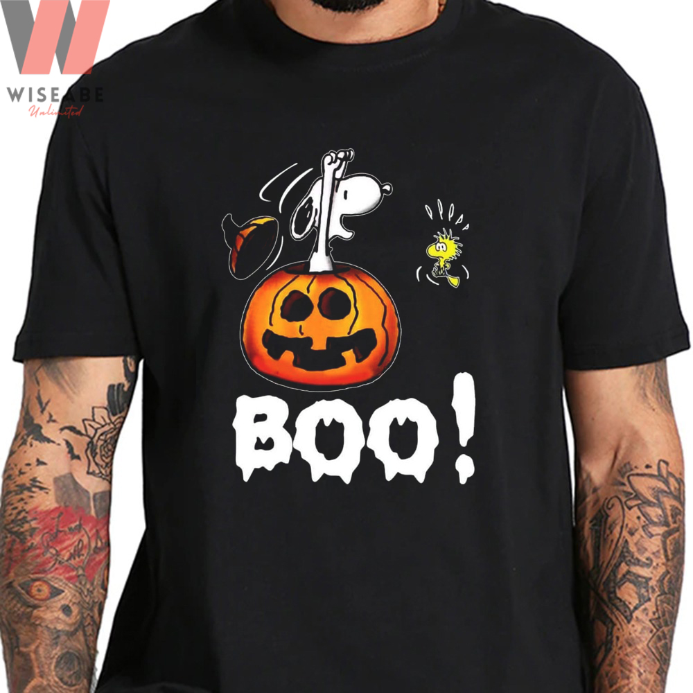 Woodstock And Snoopy Boo Pumpkin  Peanuts Halloween Shirt