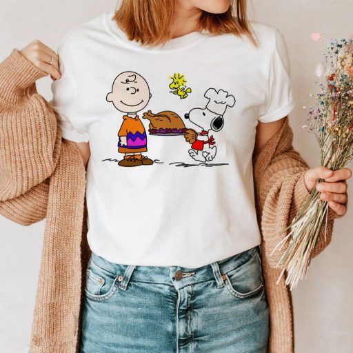 Thanksgiving Turkey With Snoopy Charlie Brown And Woodstock Peanuts Thanksgiving T Shirt