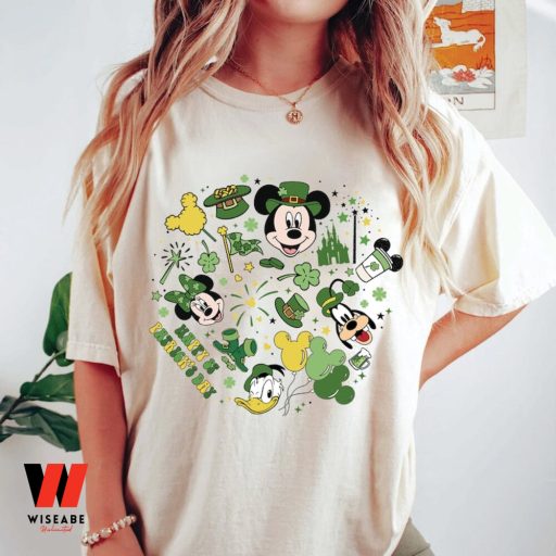 Vintage Disney Mickey And Friends Luckey Pattern Happy St Patrick Day Mens Shirt, Disney St Patricks Day Gifts