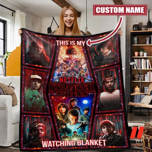 Customized Name Stranger Things Fleece Blanket, Personalized Stranger Things Christmas Gifts