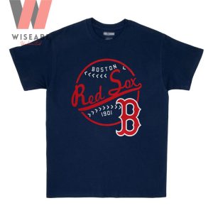 Cheap Navy MLB 1901 Logo Of Boston Red Sox T Shirt