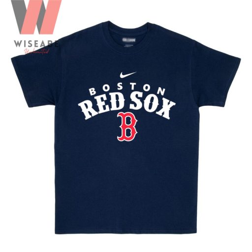 Cheap MLB Navy Logo Boston Red Sox T Shirt