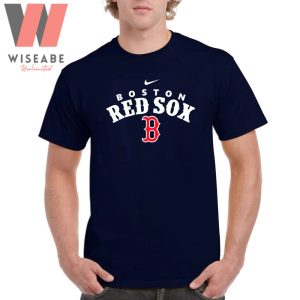 Cheap MLB Navy Logo Boston Red Sox T Shirt
