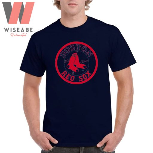 Unique MLB Baseball Team Navy Logo Boston Red Sox T Shirt