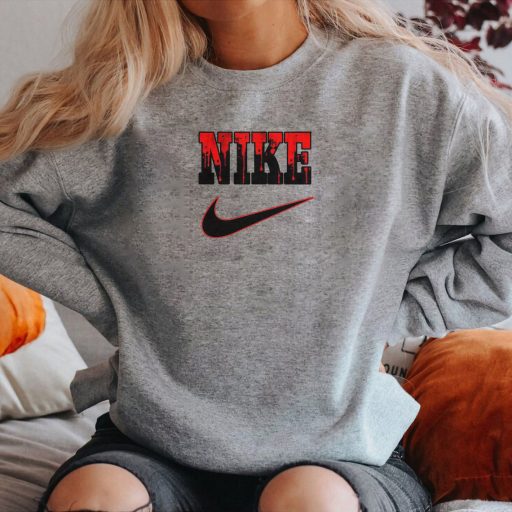 Horror Bloody Nike Logo On Nike Halloween Hoodie