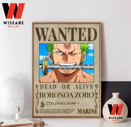 Roronoa Zoro One Piece Wanted Poster, One Piece Merchandise