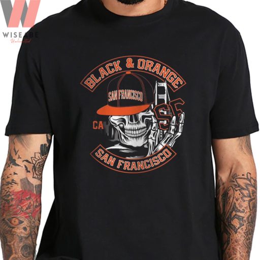 Unique Black And Orange San Francisco Skull Sf Giants T Shirt