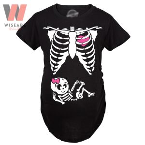 Halloween Skeleton Baby Girl Skeleton Maternity Shirt