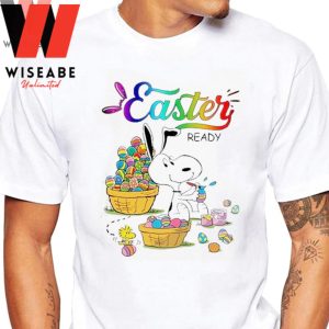 Cheap Snoopy Play Colorful Eggs Womens Easter Shirt