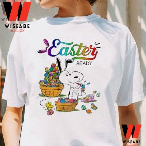 Cheap Snoopy Play Colorful Eggs Womens Easter Shirt