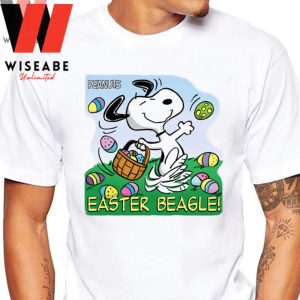 Cheap Peanuts Snoopy Play Colorful Eggs Family Easter Shirts