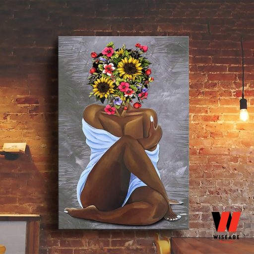 Flowers Pot Head Sexy African American Womens God Says You Are Strong Lovely Wall Art Poster, Gifts For Young Black Girl