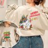 Merry Christmas Grinch Santa With Big Gift Bag Sleigh Two Side Grinch Crewneck Sweatshirt