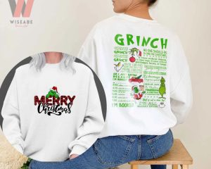 Merry Christmas Grinch Green No One Should Be Alone On Christmas Two Side Grinch Crewneck Sweatshirt