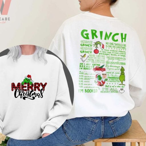 Merry Christmas Grinch Green No One Should Be Alone On Christmas Two Side Grinch Crewneck Sweatshirt