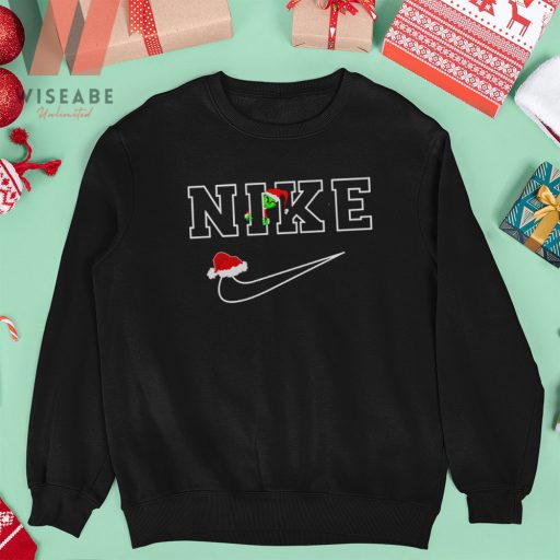 Cheap Nike Logo Santa Hat Grinch Christmas Sweatshirt