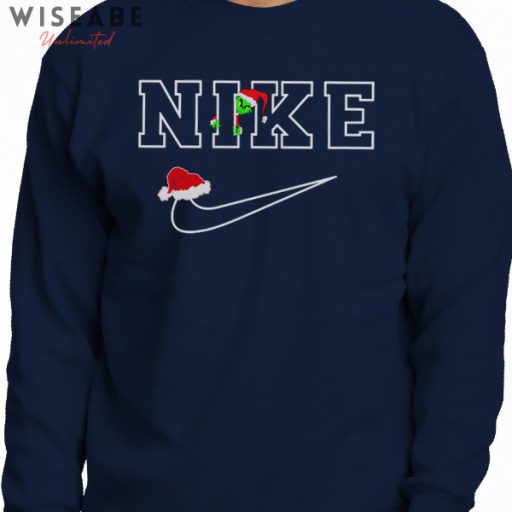 Cheap Nike Logo Santa Hat Grinch Christmas Sweatshirt