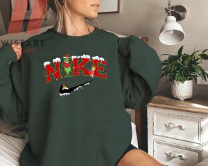 Cheap Red Nike Logo Frozen Grinch Christmas Sweatshirt