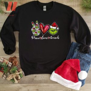 Peace Love Heart Grinch Face Christmas Sweatshirt