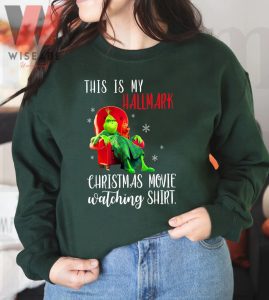 Grinch Green On Chair This Is My Hallmark Christmas Watching Sweatshirt