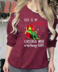 Grinch Green On Chair This Is My Hallmark Christmas Watching Sweatshirt