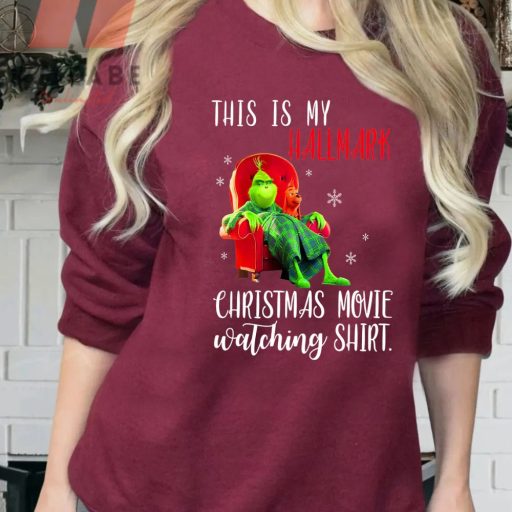 Grinch Green On Chair This Is My Hallmark Christmas Watching Sweatshirt