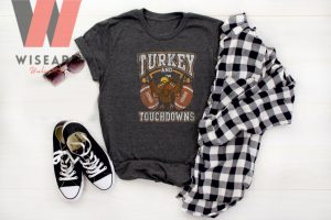 Retro Thanksgiving Touchdowns Football And Turkey T Shirt