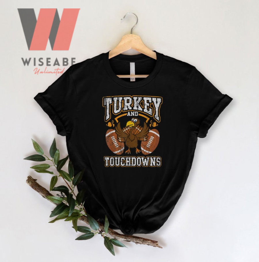 Retro Thanksgiving Touchdowns Football And Turkey T Shirt