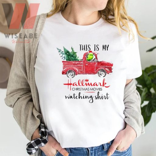 Cute Dr Seuss Grinch Green Driving Red Car Merry Christmas This Is My Hallmark Movie Watching T Shirt