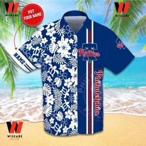Cheap Navy Tropical Florish Phialadelphia Phillies Hawaiian Shirt Mens