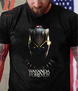 Cheap Marvel Movie Gold Black Panther Wakanda Forever T Shirt