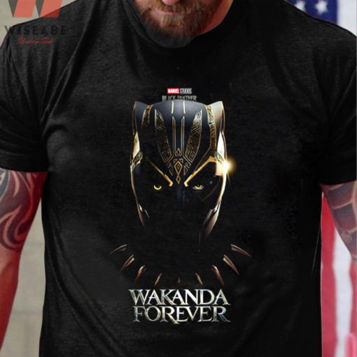 Cheap Marvel Movie Gold Black Panther Wakanda Forever T Shirt