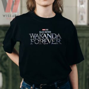 Cheap Marvel Studios Logo Of Black Panther Wakanda Forever T Shirt
