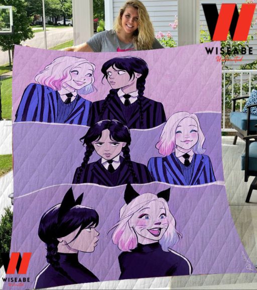 Hot Pink Wednesday Addams And Enid Sinclair Blanket, Wednesday Addams Merchandise