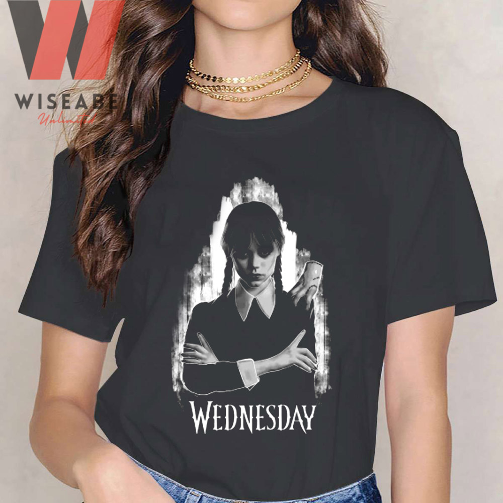 Black Nevermore Academy Wednesday Addams T Shirt - Wiseabe Apparels