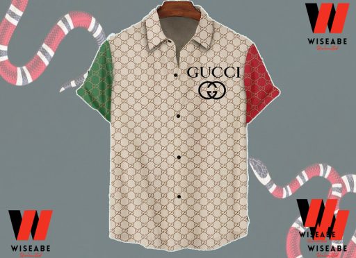 Cheap Red And Green Sleeves Gucci Hawaiian Shirt, Gucci Button Up Shirt