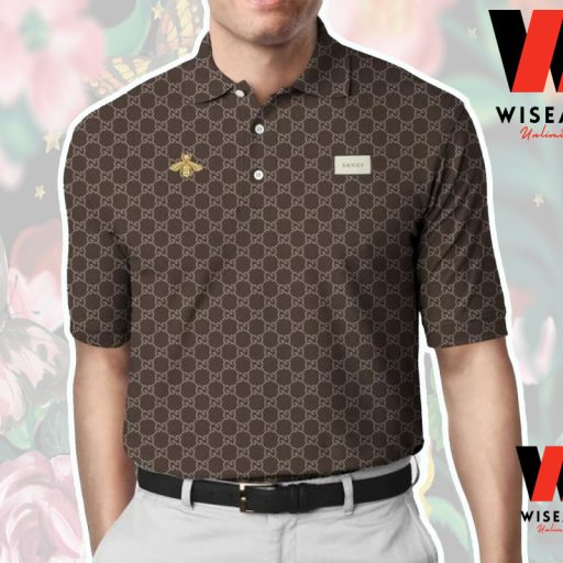 Cheap Brown Gucci Monogram Polo Shirt, Gucci Collared Shirt