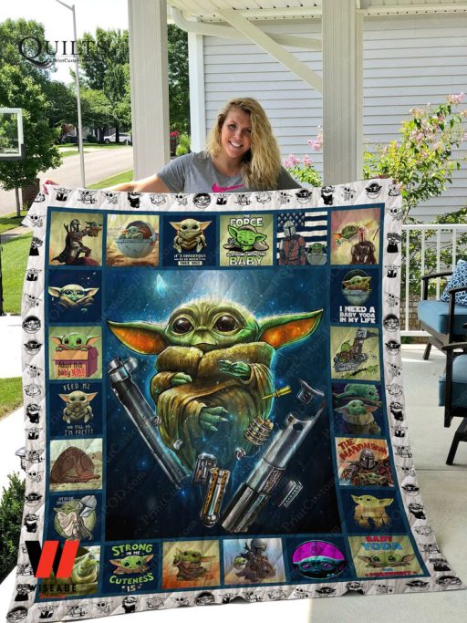 Cheap Baby Yoda With Gun Star Wars Quilt Blanket , Cheap Star Wars Merchandise