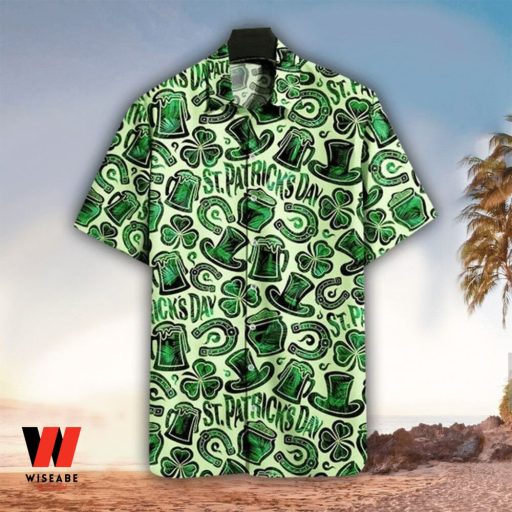 Vintage Irish Shamrock Pattern St Patricks Day Hawaiian Shirt, Unique St Patricks Day Gifts