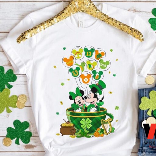 Vinatge Mickey and Minnie Irish Balloon Tea Cup Disney St Patricks Day Shirt, Cheap St Patricks Day Gift