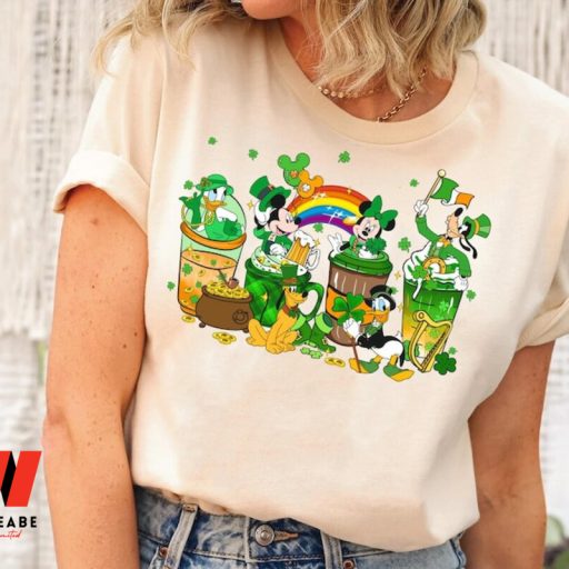 Shamrock Rainbow Mickey Mouse And Friends Coffee Latte Disney St Patricks Day Shirt, Cheap St Patricks Day Gift