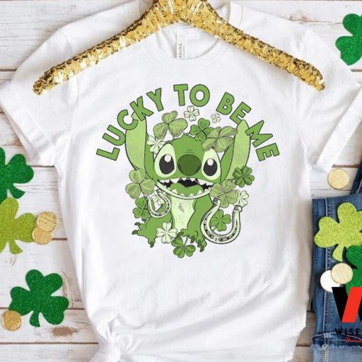 Vintage Irish Shamrock Lilo Stitch Disney St Patricks Day T Shirt, Unique St Patricks Day Gifts