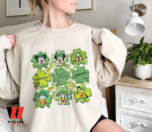 Retro Mickey And Friends Lucky Shamrocks Disney St Patricks Day Sweatshirt, Cheap St Patricks Day Gifts