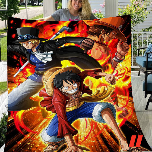 Portgas D Ace Sabo And Luffy One Piece Anime Fleece Blanket, One Piece Merchandise