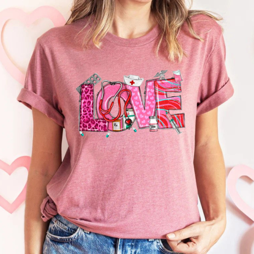 Love Nurse Women Valentines Day T Shirt, Valentines Day Gifts For Her