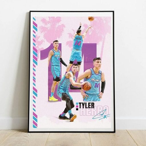 Cute NBA Basketball Number 14 Tyler Herro Miami Heat Poster