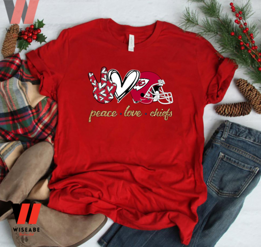 Kansas City Chiefs Peace Love And Chiefs T Shirt, Valentines Day Gift For Boyfriend