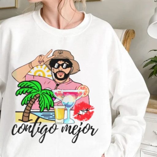 Cheap Contigo Mejor Bad Bunny T Shirt, Bad Bunny Concert Merch